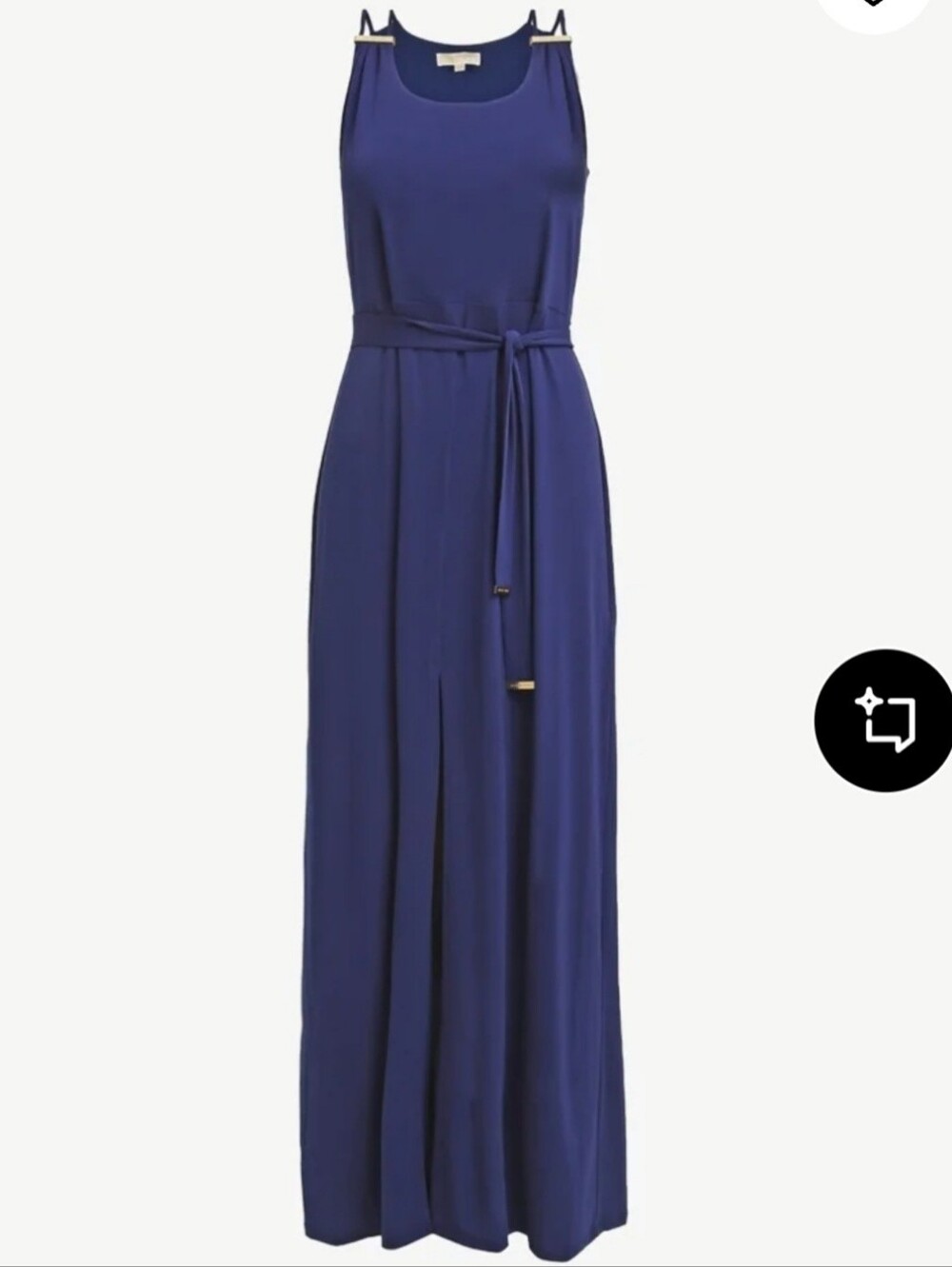Michael Kors Navy Sleeveless Maxi Dress with Waist Tie With Free Matching Shawl